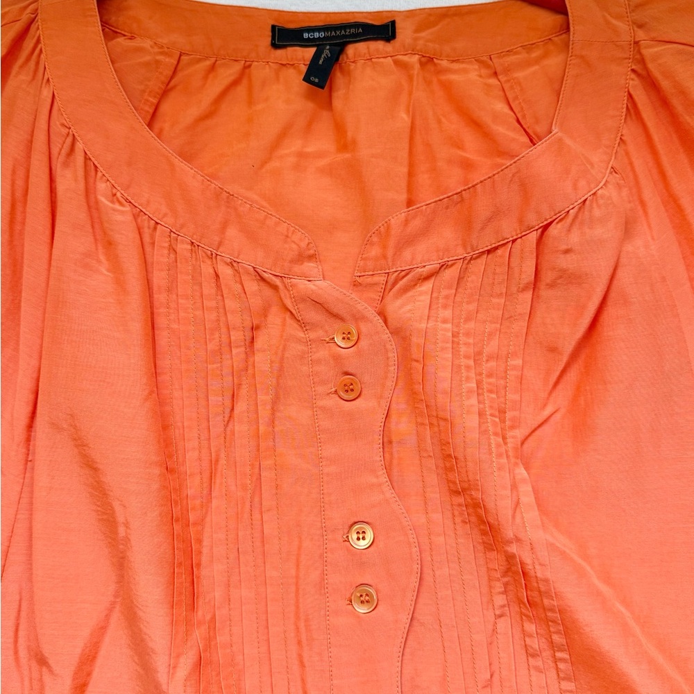 BCBGMaxAzria Bright Orange Button-Front Blouse size S /M - Picture 6 of 12